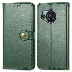 Custodia Portafoglio In Pelle Cover con Supporto S05D per Sharp Aquos R8 Verde