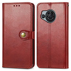 Custodia Portafoglio In Pelle Cover con Supporto S05D per Sharp Aquos R8s Rosso