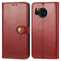 Custodia Portafoglio In Pelle Cover con Supporto S05D per Sharp Aquos Sense8 Rosso