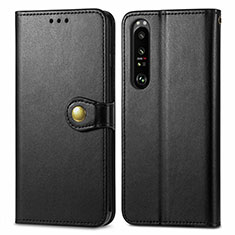 Custodia Portafoglio In Pelle Cover con Supporto S05D per Sony Xperia 1 III Nero