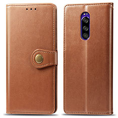 Custodia Portafoglio In Pelle Cover con Supporto S05D per Sony Xperia 1 Marrone