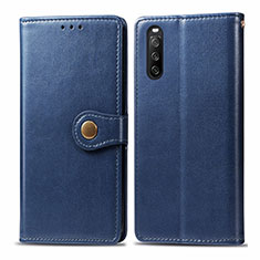 Custodia Portafoglio In Pelle Cover con Supporto S05D per Sony Xperia 10 III Blu