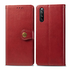 Custodia Portafoglio In Pelle Cover con Supporto S05D per Sony Xperia 10 III Lite Rosso