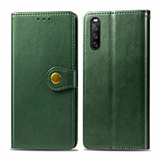 Custodia Portafoglio In Pelle Cover con Supporto S05D per Sony Xperia 10 III Lite Verde