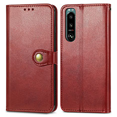 Custodia Portafoglio In Pelle Cover con Supporto S05D per Sony Xperia 5 III Rosso