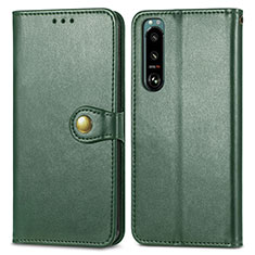 Custodia Portafoglio In Pelle Cover con Supporto S05D per Sony Xperia 5 III Verde