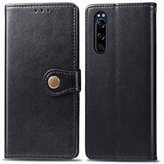 Custodia Portafoglio In Pelle Cover con Supporto S05D per Sony Xperia 5 Nero