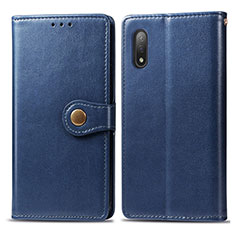 Custodia Portafoglio In Pelle Cover con Supporto S05D per Sony Xperia Ace II SO-41B Blu