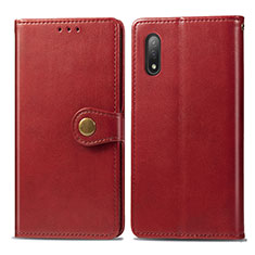 Custodia Portafoglio In Pelle Cover con Supporto S05D per Sony Xperia Ace II SO-41B Rosso