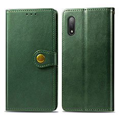 Custodia Portafoglio In Pelle Cover con Supporto S05D per Sony Xperia Ace II SO-41B Verde