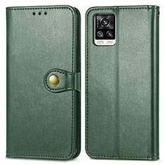 Custodia Portafoglio In Pelle Cover con Supporto S05D per Vivo V20 (2021) Verde