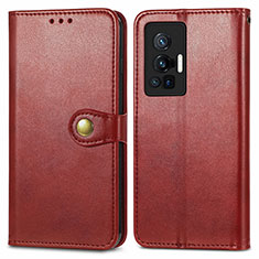 Custodia Portafoglio In Pelle Cover con Supporto S05D per Vivo X70 Pro 5G Rosso