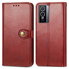 Custodia Portafoglio In Pelle Cover con Supporto S05D per Vivo Y76 5G Rosso