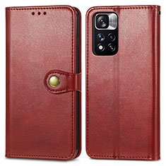 Custodia Portafoglio In Pelle Cover con Supporto S05D per Xiaomi Mi 11i 5G (2022) Rosso