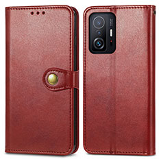 Custodia Portafoglio In Pelle Cover con Supporto S05D per Xiaomi Mi 11T 5G Rosso