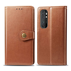 Custodia Portafoglio In Pelle Cover con Supporto S05D per Xiaomi Mi Note 10 Lite Marrone