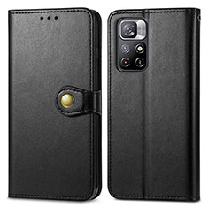 Custodia Portafoglio In Pelle Cover con Supporto S05D per Xiaomi Poco M4 Pro 5G Nero