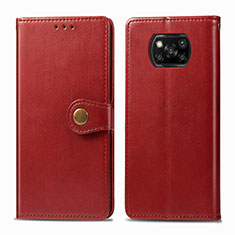 Custodia Portafoglio In Pelle Cover con Supporto S05D per Xiaomi Poco X3 Pro Rosso