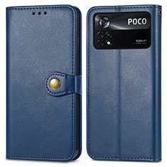 Custodia Portafoglio In Pelle Cover con Supporto S05D per Xiaomi Poco X4 Pro 5G Blu