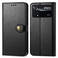 Custodia Portafoglio In Pelle Cover con Supporto S05D per Xiaomi Poco X4 Pro 5G Nero