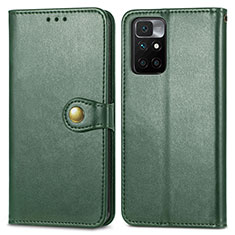 Custodia Portafoglio In Pelle Cover con Supporto S05D per Xiaomi Redmi 10 (2022) Verde