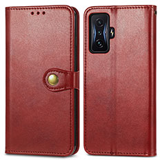 Custodia Portafoglio In Pelle Cover con Supporto S05D per Xiaomi Redmi K50 Gaming 5G Rosso