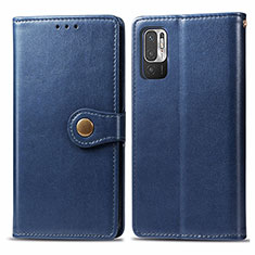 Custodia Portafoglio In Pelle Cover con Supporto S05D per Xiaomi Redmi Note 10 5G Blu