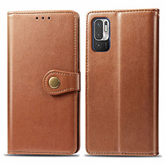 Custodia Portafoglio In Pelle Cover con Supporto S05D per Xiaomi Redmi Note 10 5G Marrone