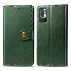 Custodia Portafoglio In Pelle Cover con Supporto S05D per Xiaomi Redmi Note 10 5G Verde