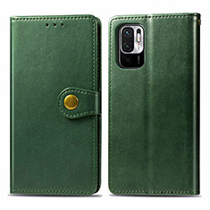 Custodia Portafoglio In Pelle Cover con Supporto S05D per Xiaomi Redmi Note 10 JE 5G Verde