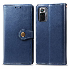 Custodia Portafoglio In Pelle Cover con Supporto S05D per Xiaomi Redmi Note 10 Pro 4G Blu