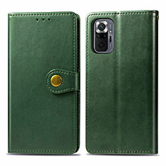 Custodia Portafoglio In Pelle Cover con Supporto S05D per Xiaomi Redmi Note 10 Pro 4G Verde