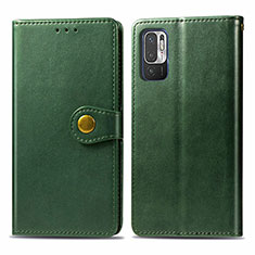 Custodia Portafoglio In Pelle Cover con Supporto S05D per Xiaomi Redmi Note 10T 5G Verde