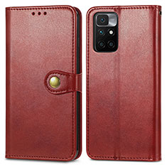 Custodia Portafoglio In Pelle Cover con Supporto S05D per Xiaomi Redmi Note 11 4G (2021) Rosso