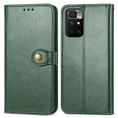 Custodia Portafoglio In Pelle Cover con Supporto S05D per Xiaomi Redmi Note 11 4G (2021) Verde