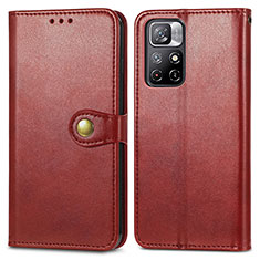 Custodia Portafoglio In Pelle Cover con Supporto S05D per Xiaomi Redmi Note 11 5G Rosso