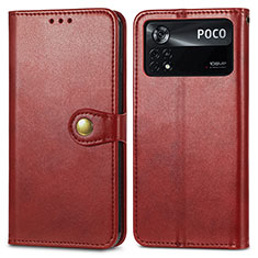 Custodia Portafoglio In Pelle Cover con Supporto S05D per Xiaomi Redmi Note 11E Pro 5G Rosso