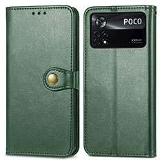 Custodia Portafoglio In Pelle Cover con Supporto S05D per Xiaomi Redmi Note 11E Pro 5G Verde