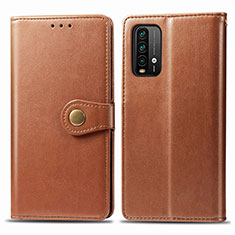 Custodia Portafoglio In Pelle Cover con Supporto S05D per Xiaomi Redmi Note 9 4G Marrone