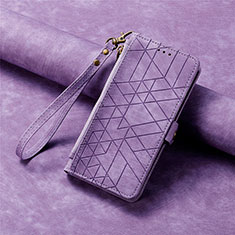 Custodia Portafoglio In Pelle Cover con Supporto S06D per Apple iPhone 15 Viola