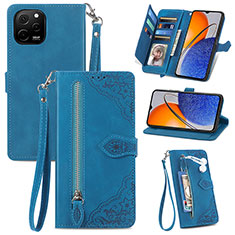 Custodia Portafoglio In Pelle Cover con Supporto S06D per Huawei Enjoy 50z Blu