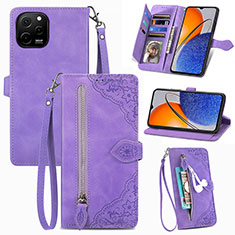 Custodia Portafoglio In Pelle Cover con Supporto S06D per Huawei Enjoy 50z Viola