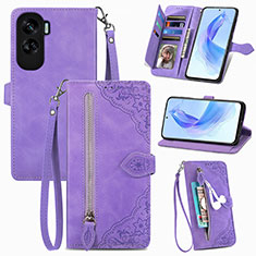 Custodia Portafoglio In Pelle Cover con Supporto S06D per Huawei Honor 90 Lite 5G Viola