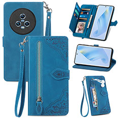 Custodia Portafoglio In Pelle Cover con Supporto S06D per Huawei Honor Magic5 5G Blu