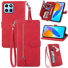 Custodia Portafoglio In Pelle Cover con Supporto S06D per Huawei Honor X6 5G Rosso