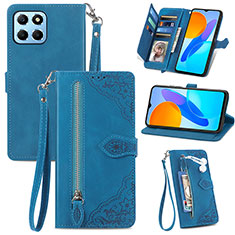 Custodia Portafoglio In Pelle Cover con Supporto S06D per Huawei Honor X6 Blu