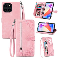 Custodia Portafoglio In Pelle Cover con Supporto S06D per Huawei Honor X6a Rosa