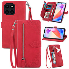 Custodia Portafoglio In Pelle Cover con Supporto S06D per Huawei Honor X6a Rosso