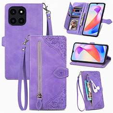 Custodia Portafoglio In Pelle Cover con Supporto S06D per Huawei Honor X6a Viola