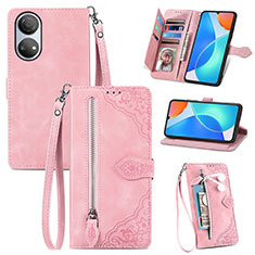 Custodia Portafoglio In Pelle Cover con Supporto S06D per Huawei Honor X7 Rosa